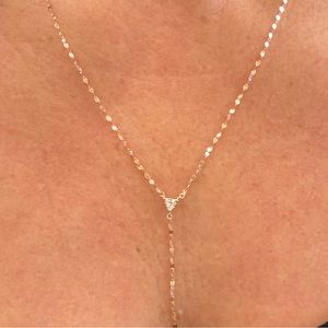 Celebrity Stylist Custom Designed Solid Rose Gold and Diamond Lariat Necklace